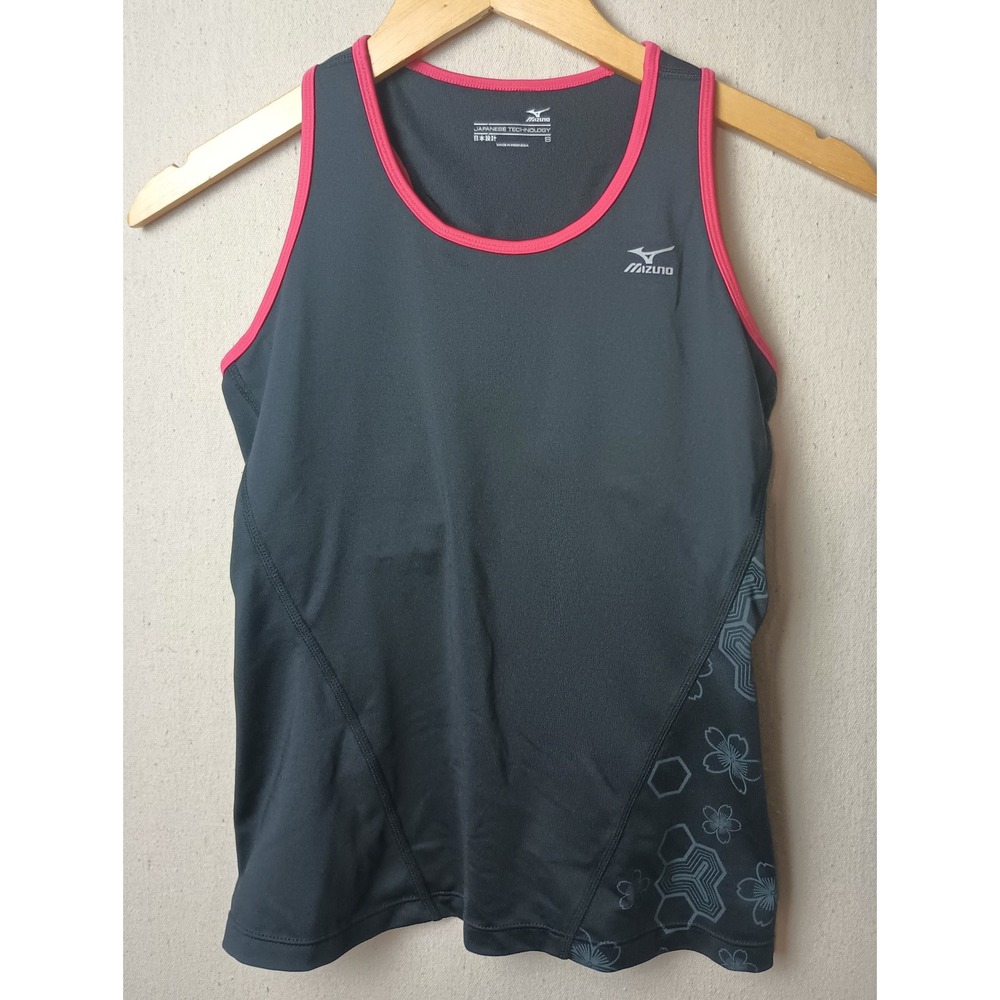 Mizuno Athletic Tank Top Racerback Running Workout Gray Pink Trim‎ Small DD